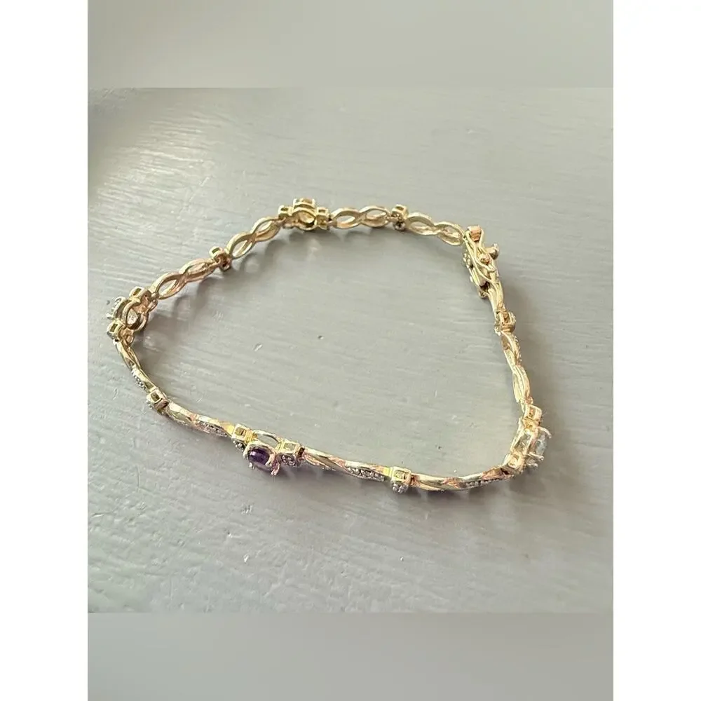 Ross Simons 925 Sterling Silver Vermeil Topaz Amethyst Bracelet